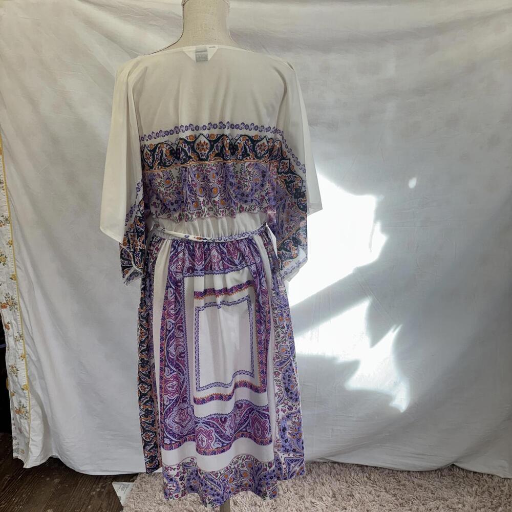 Vtg 70s floral paisley flowy sleeve fairy-core hippie dress - Picture 7 of 11